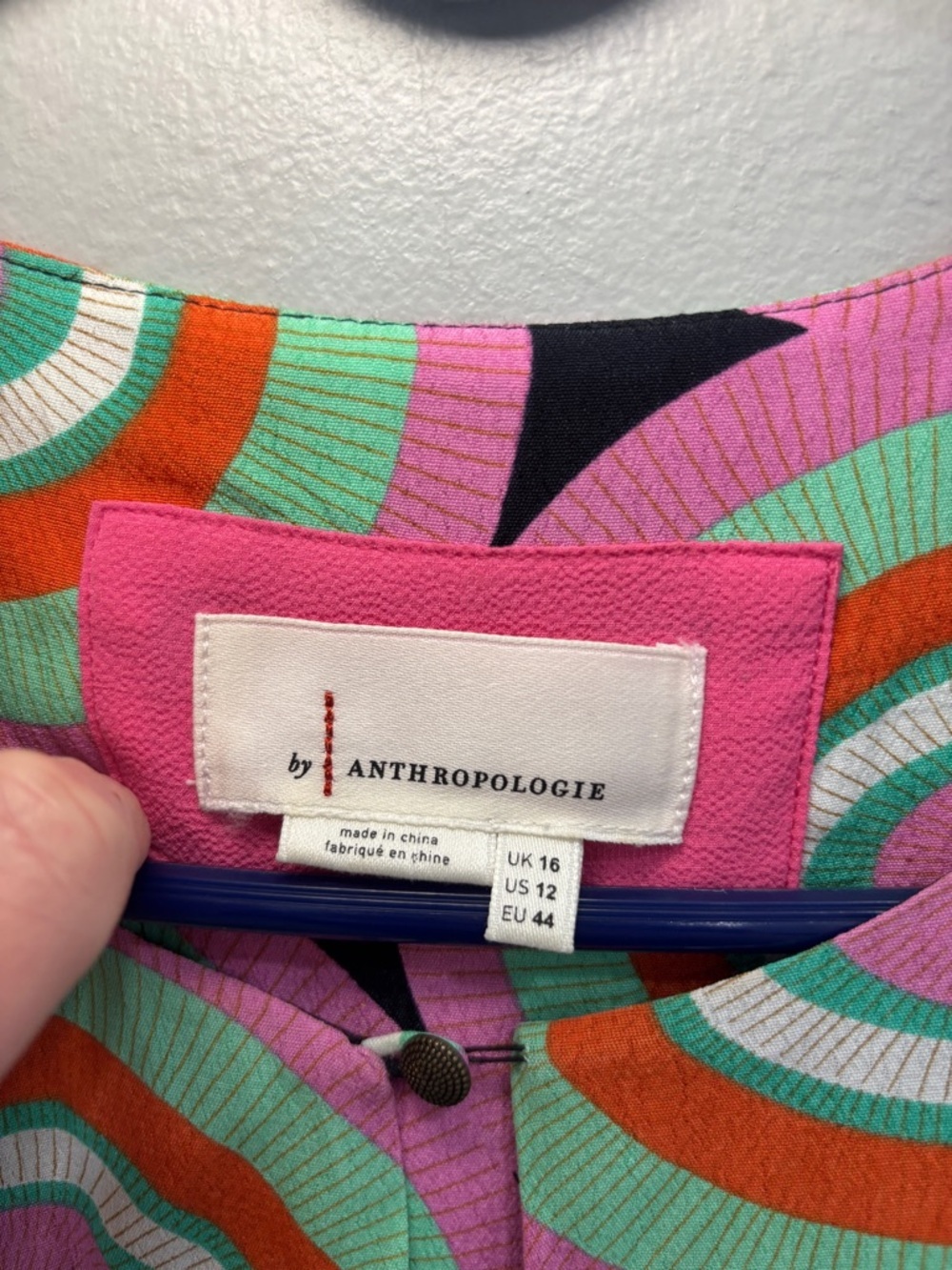 Anthropologie Kenzie Asymmetrical Midi Dress 12 retro geometric print colorful - Picture 11 of 13